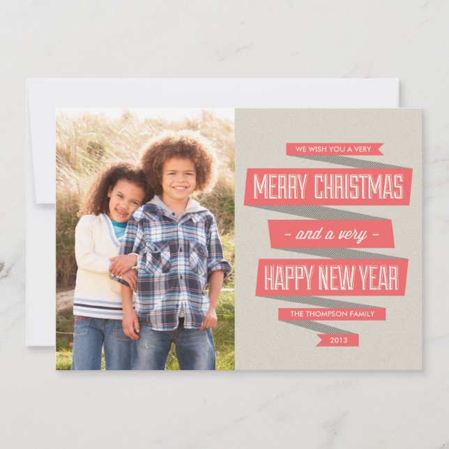 Posh Ribbon Helgdag Photo Cards Julkort (Framsida)