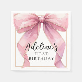 Posh Rosa Coquette Bow Birthday Pappersservett