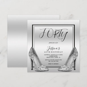 Posh Silvers & Silver Stilettos 40:e födelsedagen Inbjudningar