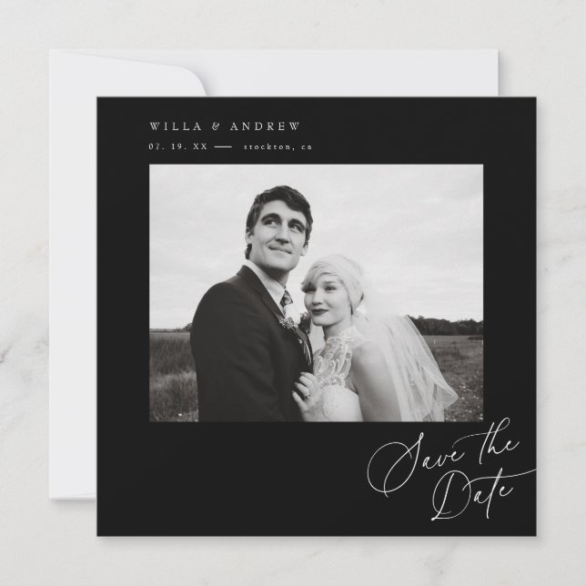Posh Square Save The Date Photo Minimal Card  Inbjudningar (Framsida)