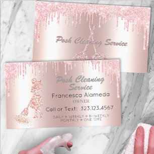 Posh Städning Service Metallic Rosa Glitter Drive Visitkort