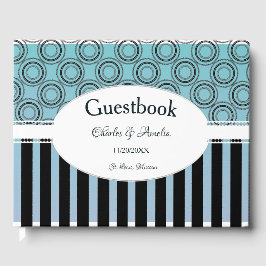 Posh Teal and Blue Bröllopsdag Guestbook Gästböcker
