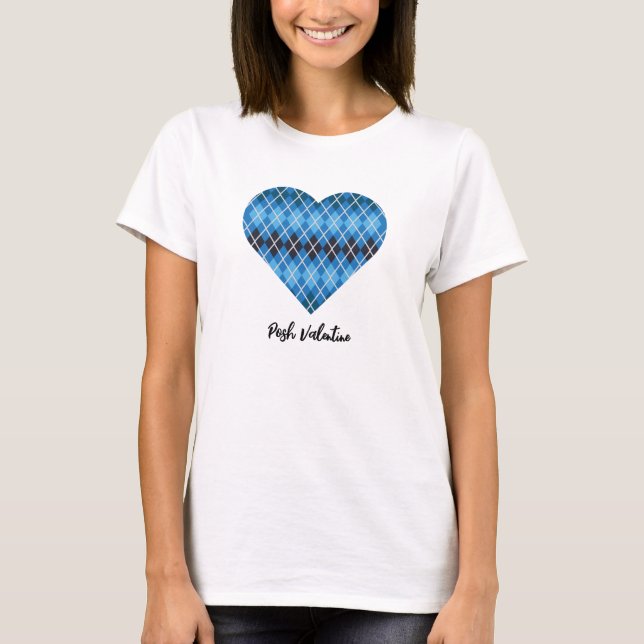 Posh Valentine Mörk blått Big Heart T Shirt (Framsida)