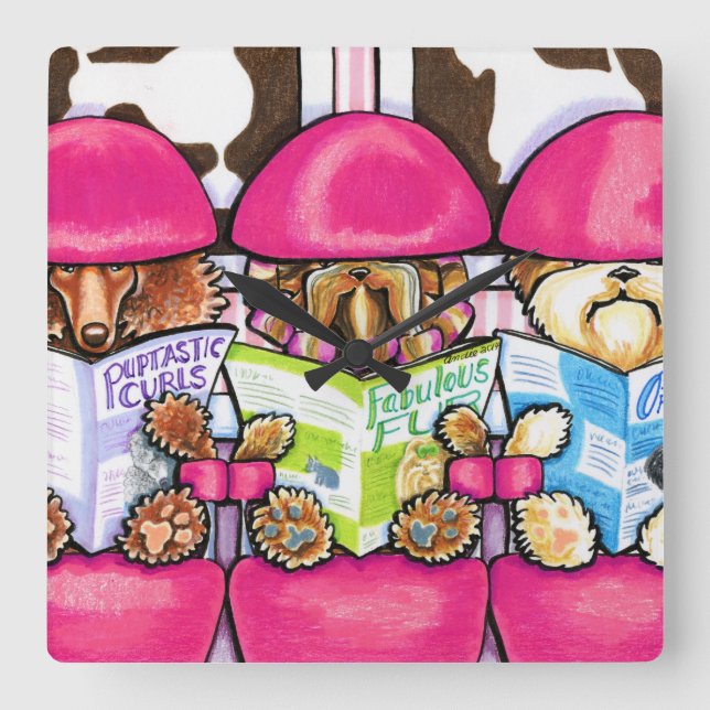 Posh Valp Salon Fyrkantig Klocka (Framsida)