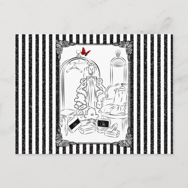 Posh Wardrobe Stripe-rum Vykort (Framsida)