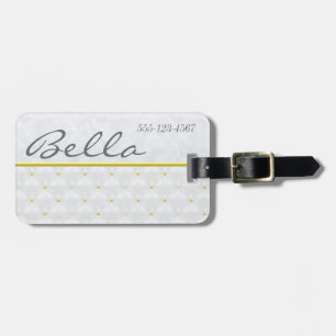 Posh White Satin & Guld Bagagebricka