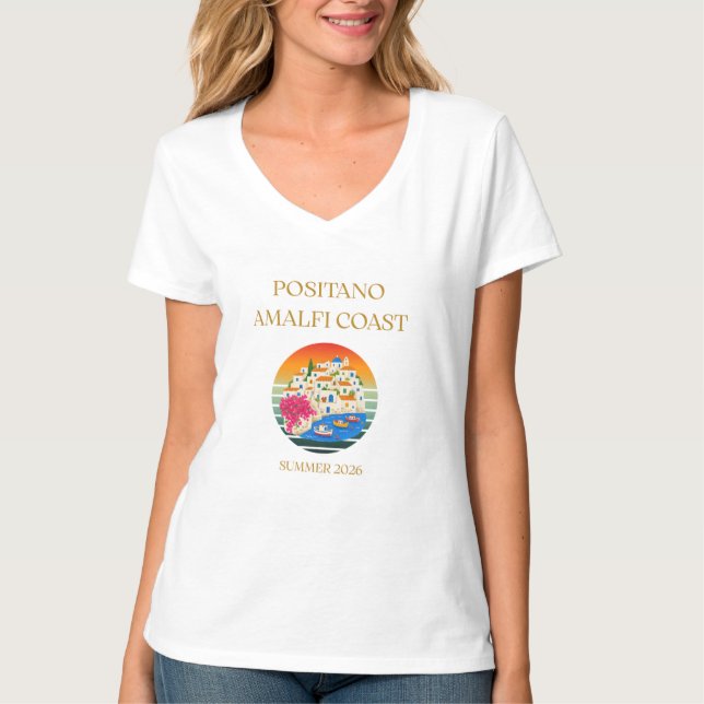 Positano Amalfi Coast T-Shirt - Sommar 2026 Tee (Framsida)