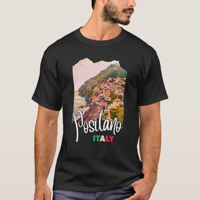Positano Amalfi Kusten 1 T Shirt (Framsida)