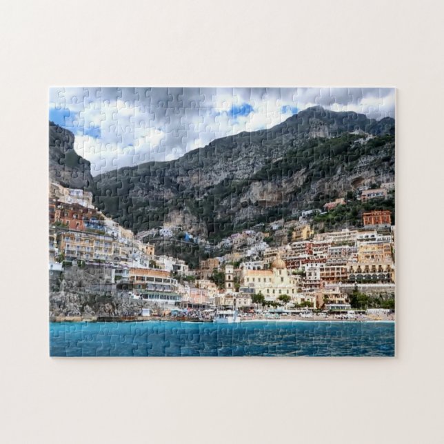 Positano Amalfi Kusten Italien, italiensk scenbild Pussel (Horisontell)