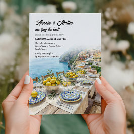 Positano Amalfi-kusten Italienska Förlovningsfest Inbjudningar