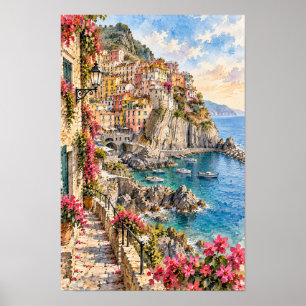 Positano Amalfi-kusten Klipplandby Väggkonst