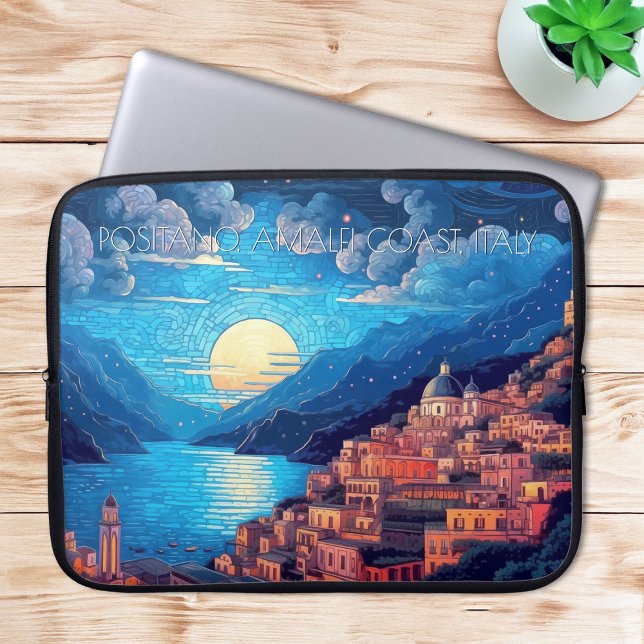 Positano Amalfi Kusten Painting of Italien Travel  Laptop Fodral (Positano Amalfi Coast Painting of Italy Travel Art Laptop Sleeve)