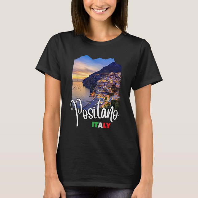 Positano Amalfi Kusten Positano Italien T Shirt (Framsida)