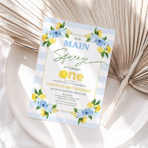 Positano Blue Lemon Main Squeeze 1:a födelsedagen Inbjudningar