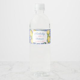 Positano Blue Tiles Lemons Möhippa Party Vattenflaska Etikett