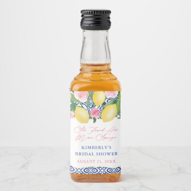 Positano Citroner Huvudpress Bröllopsduschgåvor Spritflaskor Etikett (Framsida)