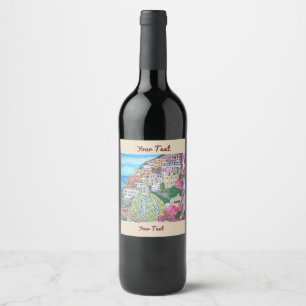 Positano flaskaetikett för vin (eller champagne) vinflaska etikett