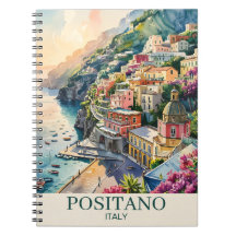 Positano Italien Amalfi-kusten Akvarell Landskap