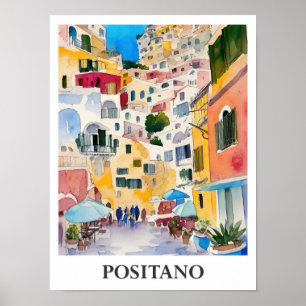 Positano Italien Art Watercolor Travel Poster