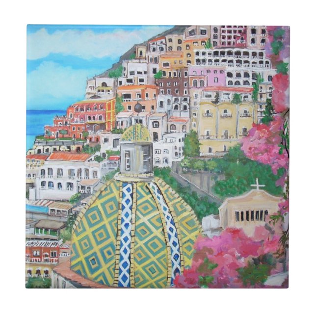 Positano italien belägger med tegel kakelplatta (Framsidan)
