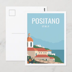 Positano Italien Berömd Travel Ställe Illustration Vykort