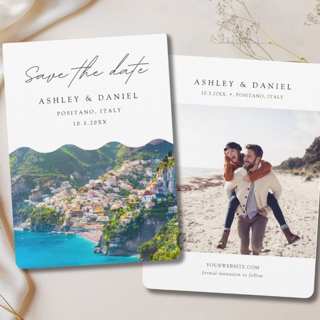 Positano Italien Bröllop spara datum Inbjudningar (Positano Italy Wedding Save the Date Invitation
)