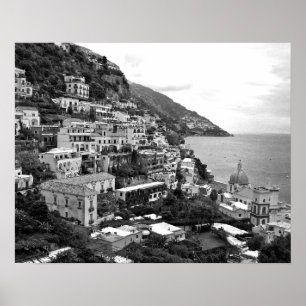 Positano, Italien - Fotoutskrift - B&W Poster