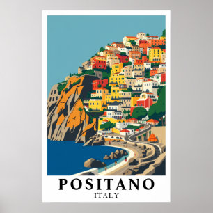 Positano Italien Medelhavet Vintage Resa Konst Poster