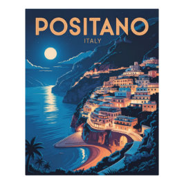 Positano Italien Natt Vintage Resa Fototryck