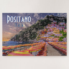 Positano Italien Retro Typography Travel Pussel
