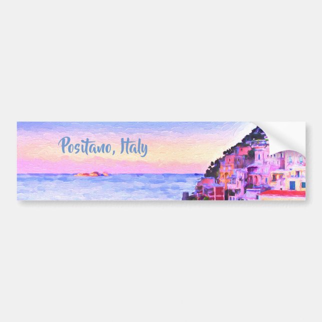 Positano, Italien Solnedgång Bumperdekal Bildekal (Framsidan)