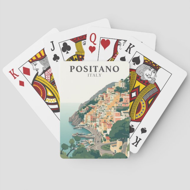 Positano, Italien Stad Vintage  Casinokort (Baksidan)