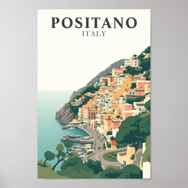 Positano, Italien Stad Vintage  Poster (Framsidan)