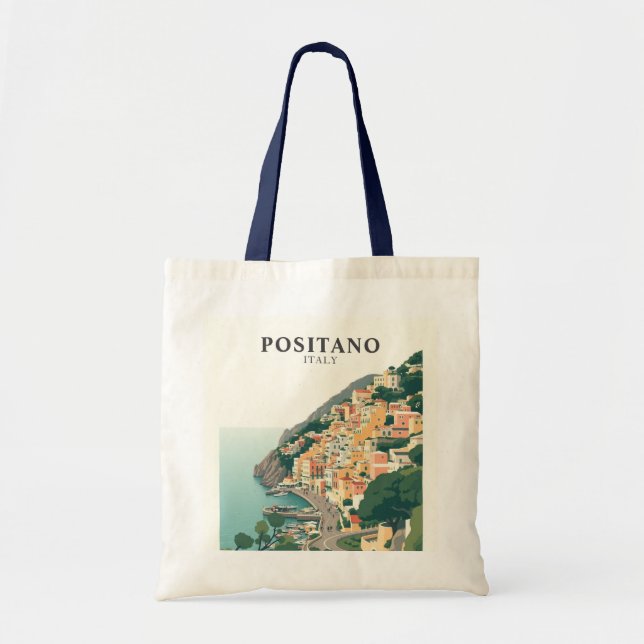 Positano, Italien Stad Vintage  Tygkasse (Framsidan)
