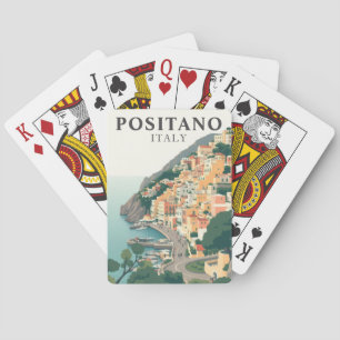 Positano, Italien Vintage Resescen Amalfi-kusten Casinokort