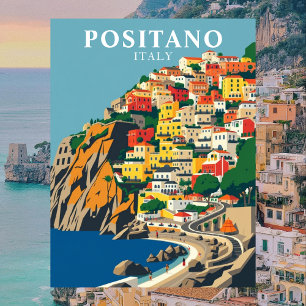 Positano, Italien Vintage resor Vykort
