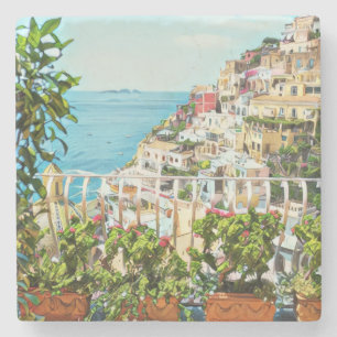 Positano Italien Vy Underlägg Sten