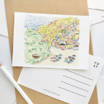 Positano Italien Watercolor Travel Postcard Inbjudan Vykort<br><div class="desc">Ett vackert målat vykort för färgsresor med Positano,  Italien.</div>