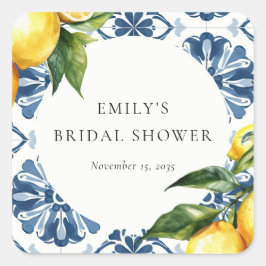 Positano italiensk citrondrunket bröllopsdusch fyrkantigt klistermärke