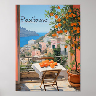Positano Italy Travel City Painting Aesthetic Poster