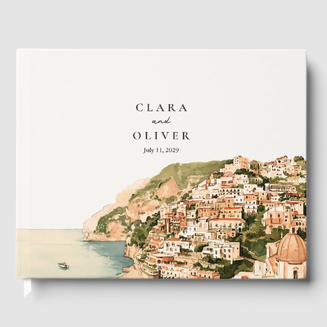 Positano Klipplandskaps Kupoler Sido Italien Bröll Gästböcker (Framsida)