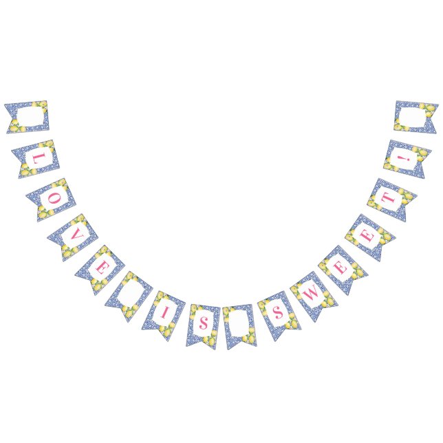 Positano Lemons Blue White Tile Shower Birthday Vimplar (Alla)