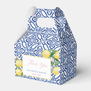 Positano Lemons Cobalt Blue White Mönster Bröllop Presentaskar