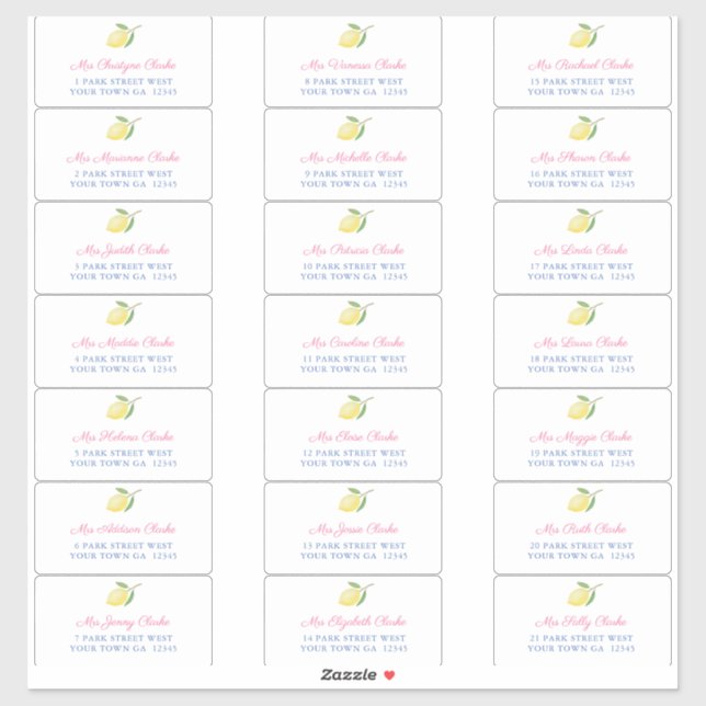 Positano Lemons Guest-kuvert Adressetiketter Klistermärken (Ark)