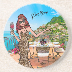 Positano Leopard Woman Stone Underlägg
