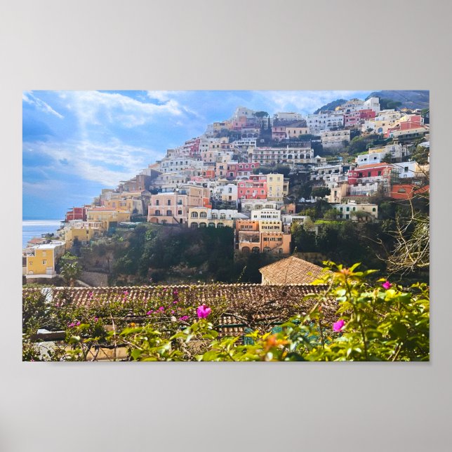 Positano - Picturesque Italy Coastal Town Photo Poster (Framsidan)