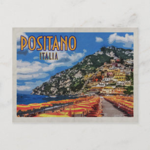 Positano Returadress Distress Vintage resor Vykort