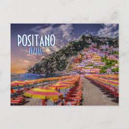 Positano Returadress Retro Typography Travel Vykort