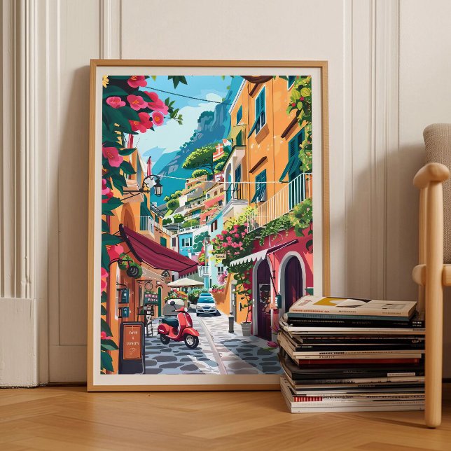Positano Tryck Amalfi Tryck Positano Illustration (Skapare uppladdad)