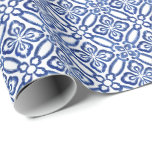 Positano Vintage italiensk Blue White Tiles Mönste Presentpapper<br><div class="desc">Vintage Medelhavsbrickan mönster i klassiskt blått och vitt.</div>